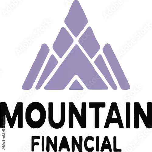 Mountain financial logo with purple mountain range illustration