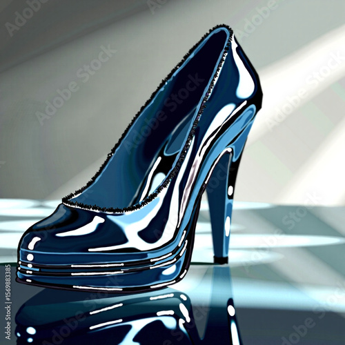 Blue glass high heels