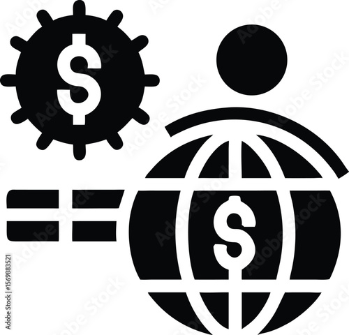 Global financial investment and economic growth icon