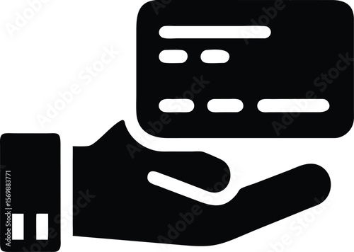 Hand presenting credit card icon