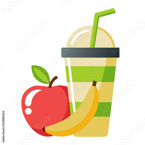 apple juice and fruit vector white background