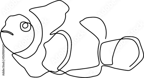 clownfish line art logo one line