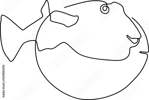 puffer fish line art logo one line