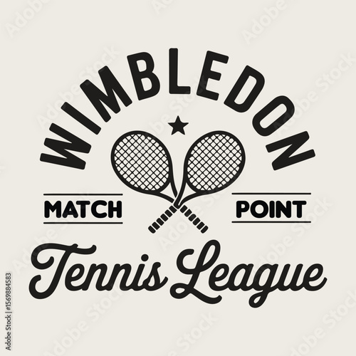 Wimbledon Tennis Championship T-shirt Design Black Text. t shirt Design. sports graphic. tennis print Design. Graphic Design. tennis club. logo slogan graphic.  tennis club artwork for t shirt, poster