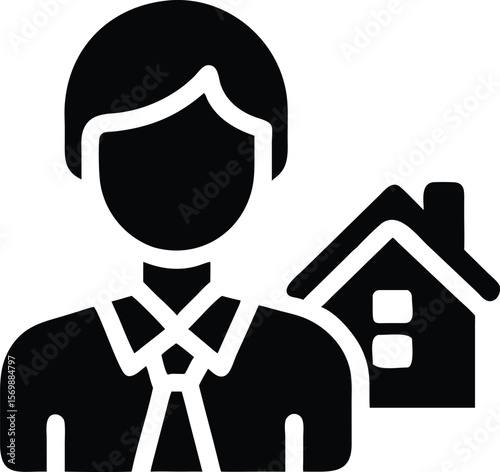 Real estate agent selling house icon