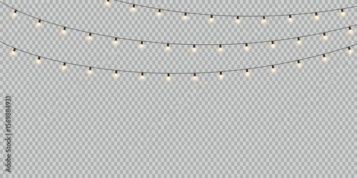 Glowing light bulbs with warm illumination, isolated on transparent background, perfect for design projects, technology themes, energy concepts, and creative overlays