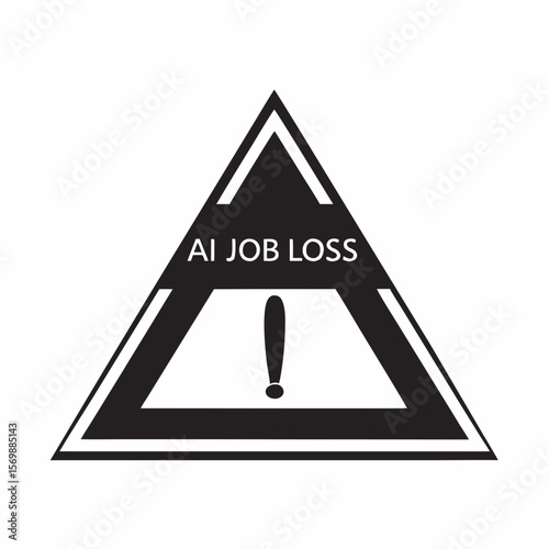 Warning Triangle for AI Job Loss with Exclamation Mark Signifying Urgency for Social Media Awareness, Blogs, and Employment Discussions  