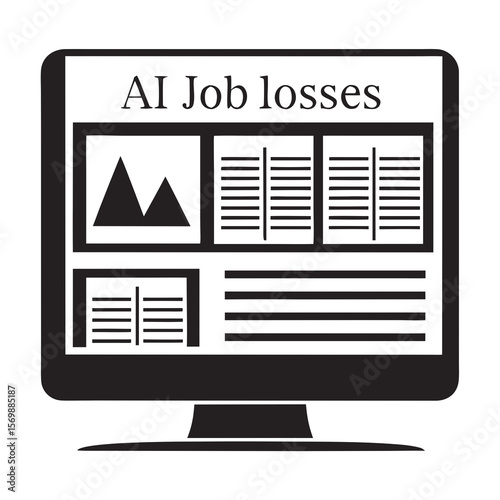 Computer Screen Displaying AI Job Losses News for Career Blogs, Employment Websites, Economic Reports, Social Media Awareness, and Industry Analysis  