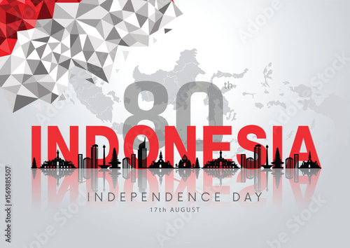happy Independence day Indonesia greetings. abstract vector illustration design.