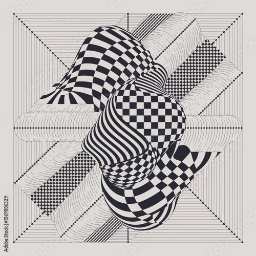 Minimal Abstract Optical Geometric Shapes – Line Art Vector Set