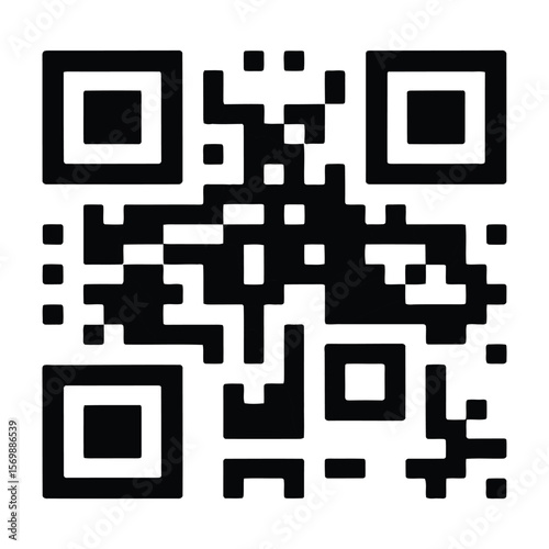 Black and White Q R Code Abstract Geometric Pattern Digital Code Scannable Graphic Design