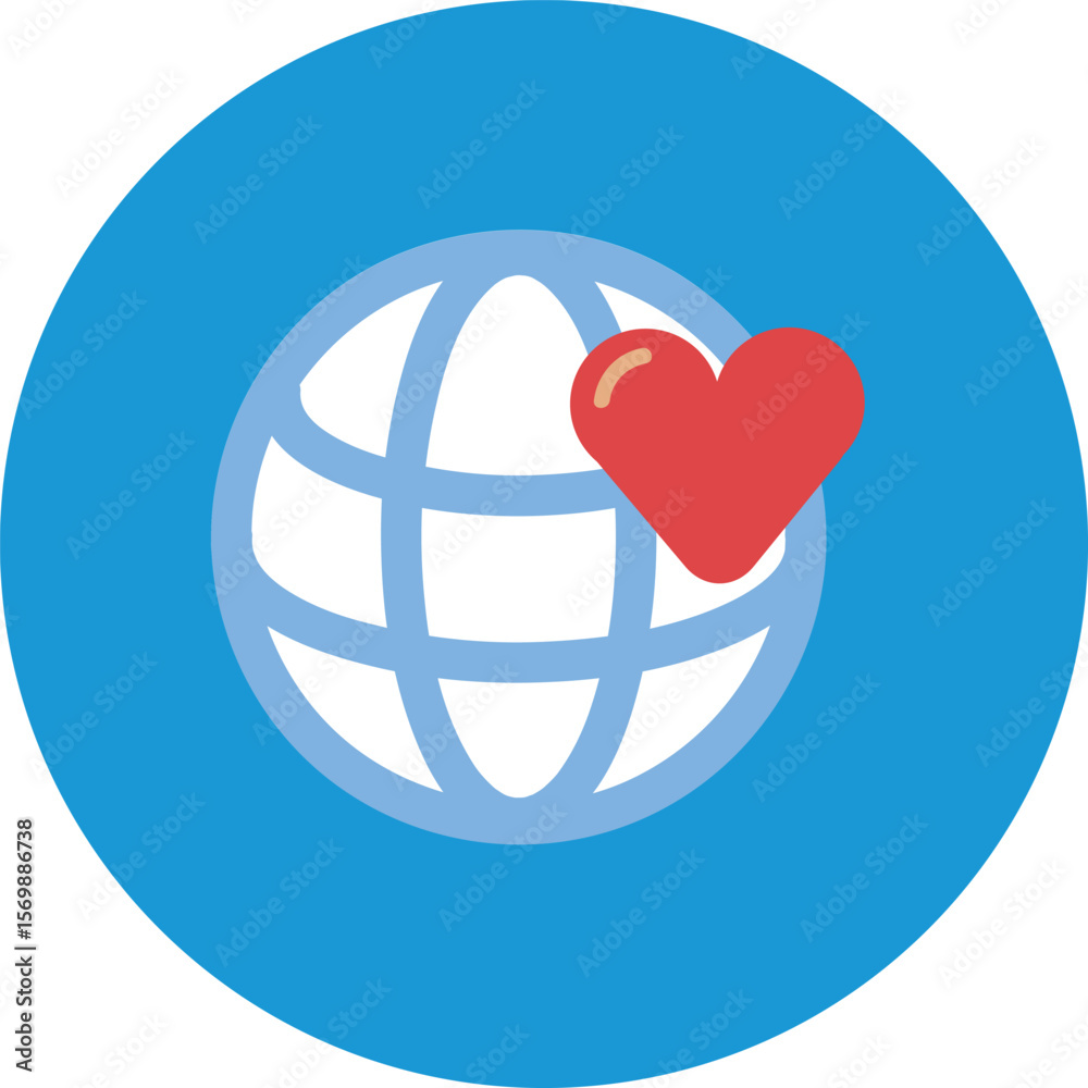 Minimal flat icon set featuring global love and connection symbols in various color palettes Minimal flat icon set featuring global love and connection symbols in various color palettes