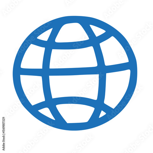 Global Network Connection Simple Blue Globe Icon Illustration