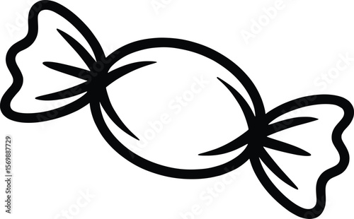 Candy Outline Icon Vector, Minimal Sweet Wrapper Clipart for Logo or Design.

