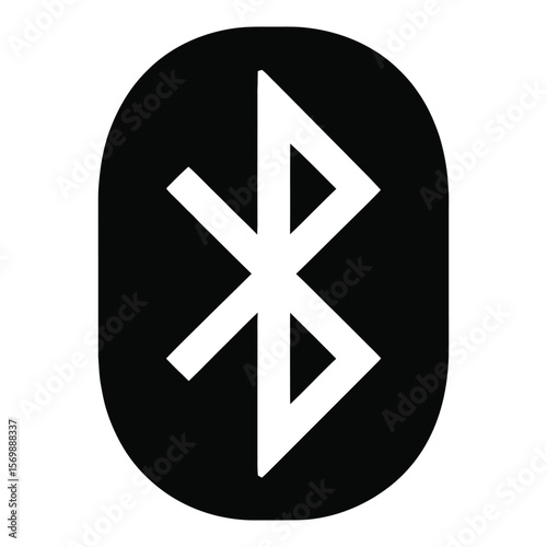 Black Oval Background with White Bluetooth Symbol Wireless Technology Icon vector