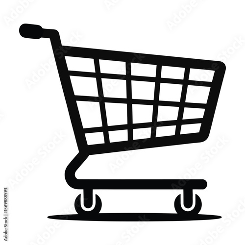 Black Shopping Cart Icon Simple Grid Design Retail Commerce Symbol shopping trolley