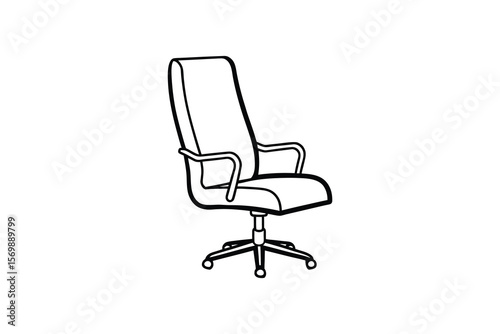 Office Chair Black and White Line Art Silhouette