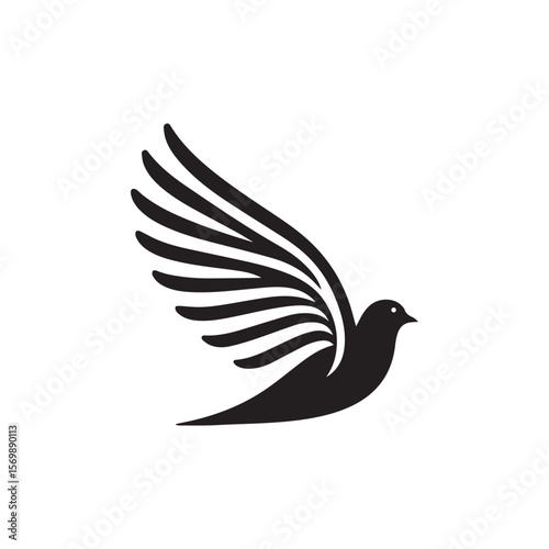 Silhouette of a bird wing icon. Vector logo shape.