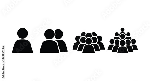 Visualizing the progression of crowd density from solitude to packed gatherings illustrating community growth