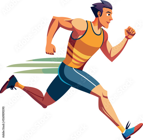 athletic man running vector illustration