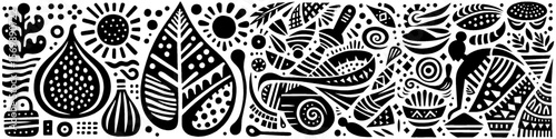 Hand‑Drawn Woman Cooking Illustration, Tribal Culinary Folk Art Pattern Vector for Kitchen and Daily Life Adventure Themes Design