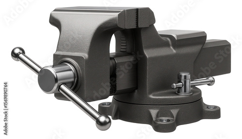 Rotating bench vise with integrated anvil and pipe jaws for a welding table.