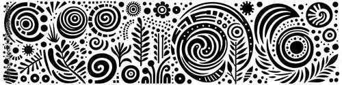 Hand‑Drawn Flowers and Plant Illustration, Tribal Botanical Folk Art Pattern Vector for Garden and Nature Adventure Themes Design