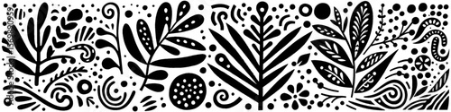 Hand‑Drawn Olive Leaf Illustration, Tribal Botanical Folk Art Pattern Vector for Mediterranean and Nature Adventure Themes Design