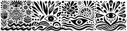 Hand‑Drawn Eyes and Flowers Illustration, Tribal Vision Folk Art Pattern Vector for Mystical and Botanical Adventure Themes Design