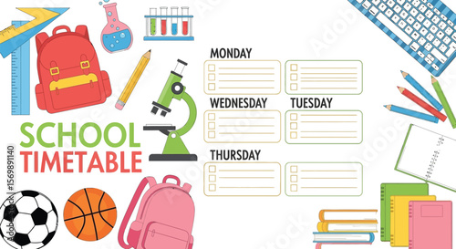 School timetable planner template for students teachers education academic schedule organizer weekly layout