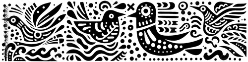 Hand‑Drawn Pigeon Illustration, Tribal Urban Folk Art Pattern Vector for City and Peaceful Adventure Themes Design