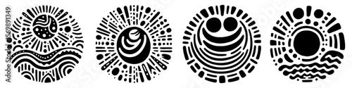 Hand‑Drawn Huge Illustration, Tribal Bold Folk Art Pattern Vector for Emphasis and Dramatic Theme Designs