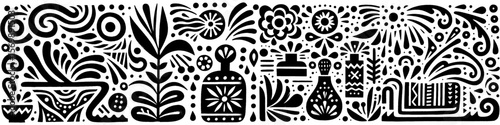 Hand‑Drawn Perfume Bottle Illustration, Tribal Fragrance Folk Art Pattern Vector for Beauty and Cosmetic Theme Designs