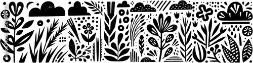 Hand‑Drawn Wheat Grass Illustration, Tribal Botanical Folk Art Pattern Vector for Agriculture and Organic Theme Designs
