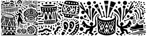 Hand‑Drawn Drum and Dance Illustration, Tribal Cultural Folk Art Pattern Vector for Festival and Traditional Music Theme Designs