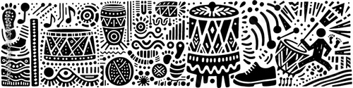 Hand‑Drawn Drum and Dance Illustration, Tribal Cultural Folk Art Pattern Vector for Festival and Traditional Music Theme Designs