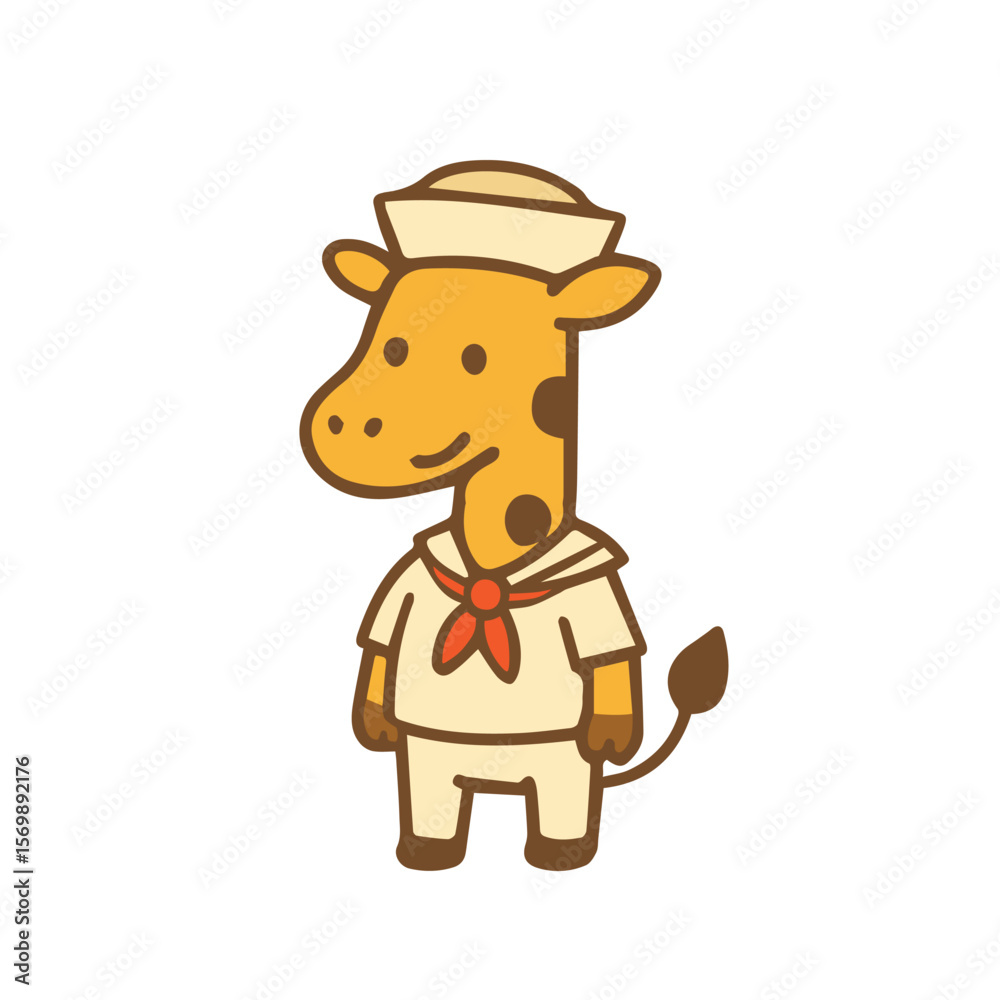 Fototapeta premium A Cute Cartoon giraffe in sailor uniform