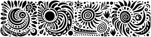 Hand‑Drawn Crescent Illustration, Tribal Celestial Folk Art Pattern Vector for Night and Mystical Theme Designs