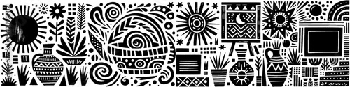 Hand‑Drawn Clay Pottery and Paper Canvas Illustration, Tribal Artisan Folk Art Pattern Vector for Craft and Traditional Design Themes