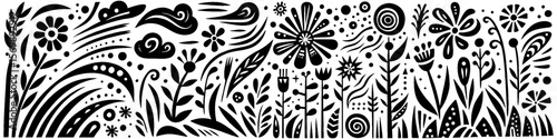 Hand‑Drawn Daisy Flower Illustration, Tribal Botanical Folk Art Pattern Vector for Garden and Spring Adventure Themes Design