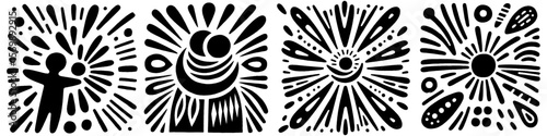 Hand‑Drawn People Hug Illustration, Tribal Emotional Folk Art Pattern Vector for Love and Friendship Adventure Themes Design