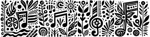 Hand‑Drawn Music Note Illustration, Tribal Melody Folk Art Pattern Vector for Musical and Festival Adventure Themes Design