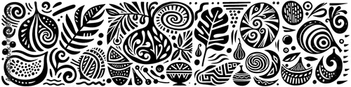 Hand‑Drawn Garlic and Seasoning Illustration, Tribal Culinary Folk Art Pattern Vector for Kitchen and Cooking Adventure Themes Design