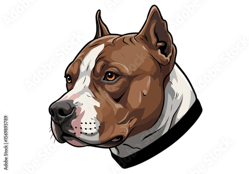 Pit Bull Head Vector | Strong Brown American Bully Dog Portrait Art | Guard Dog Mascot Illustration for Logos, Apparel, Stickers & Pet Lovers Branding

