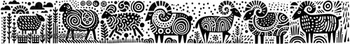 Hand‑Drawn Suffolk Sheep Illustration, Tribal Farm Folk Art Pattern Vector for Pasture and Countryside Adventure Themes Design