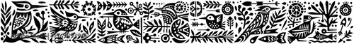 Hand‑Drawn Kingfisher Illustration, Tribal River Folk Art Pattern Vector for Wildlife and Nature Adventure Themes Design