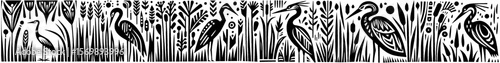 Hand‑Drawn Heron Illustration, Tribal Wetland Folk Art Pattern Vector for Nature and Wildlife Adventure Themes Design