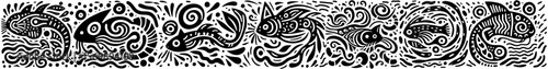 Hand‑Drawn Catfish Illustration, Tribal River Folk Art Pattern Vector for Aquatic and Fishing Adventure Themes Design