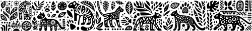 Hand‑Drawn Jaguar Illustration, Tribal Jungle Folk Art Pattern Vector for Wildlife and Adventure Themes Design