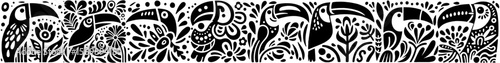 Hand‑Drawn Toucan Illustration, Tribal Tropical Folk Art Pattern Vector for Wildlife and Rainforest Adventure Themes Design